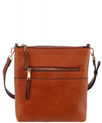 Fashion Zip Pocket Crossbody Bag LQF038-Z BROWN